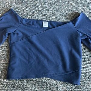 Cropped long sleeve off the shoulder top